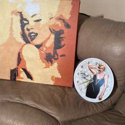 Marilyn Monroe Canvas painting And Hand Clock