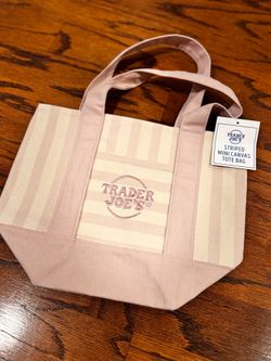 Trader Joe’s Striped Mini Canvas Bag-Pink