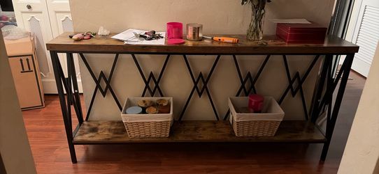 Entryway table with matching shelf