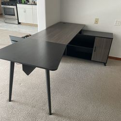 L-shaped Desk With File Cabinet