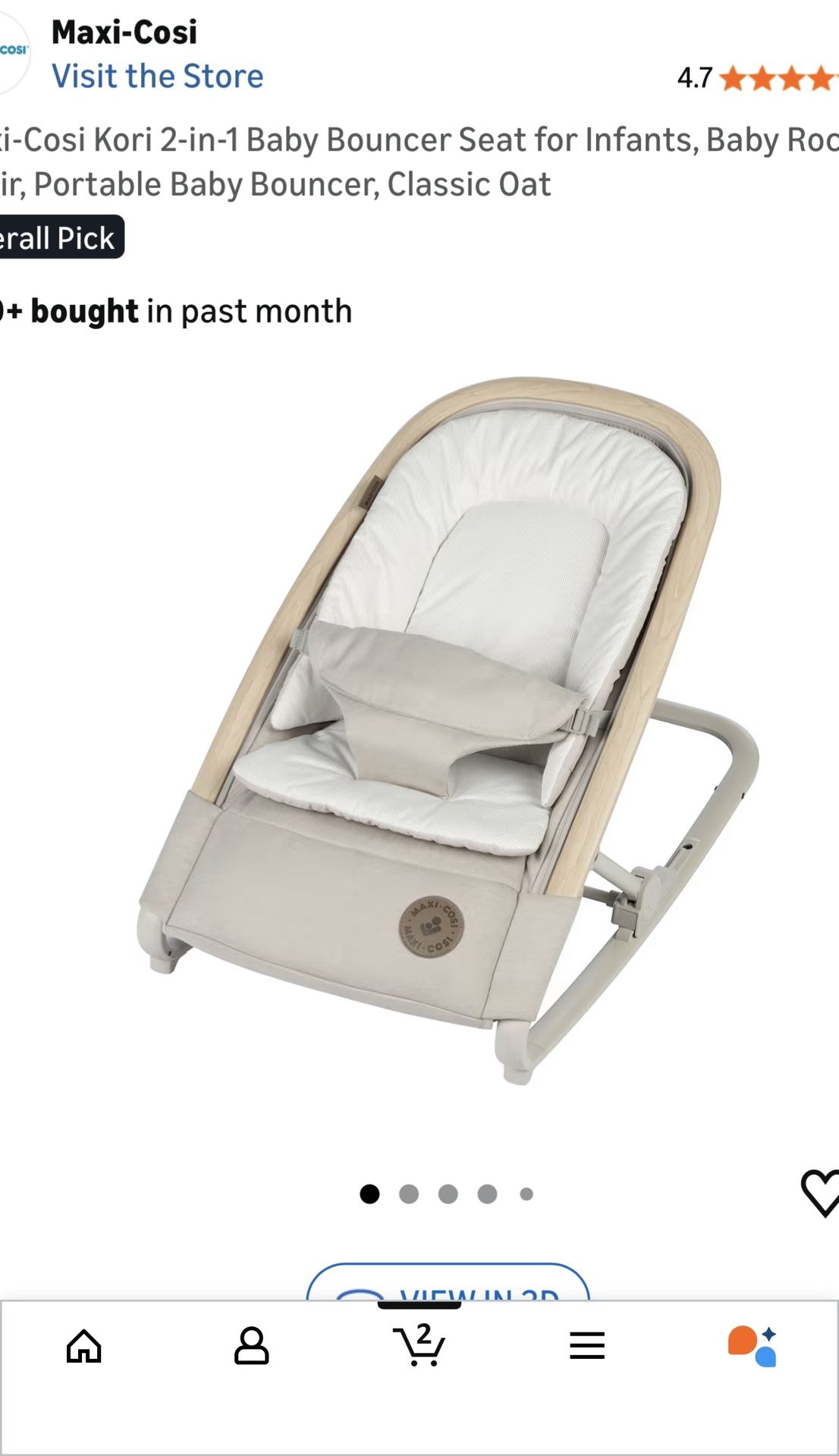 Maxi-Cosi Kori 2-in-1 Baby Bouncer Seat for Infants,Classic Oat