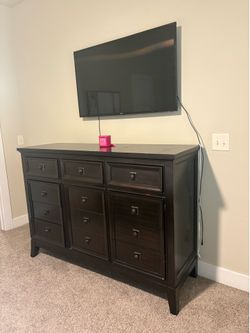 King- Size Solid Wood Storage Bed + Matching Dresser