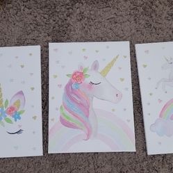 3 Unicorn Paintings 