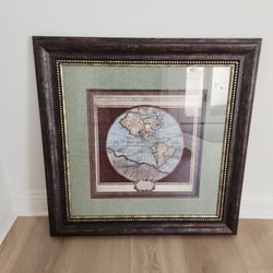 Large Unique Framed Map Wall Art