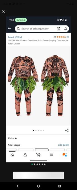 Moana Disney Costume Maui Tattoo One-Piece Suits Green Cosplay

Costume for Adult Unisex
