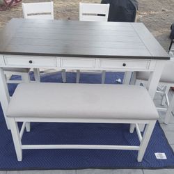 Counter Height Farmhouse Dining Table 