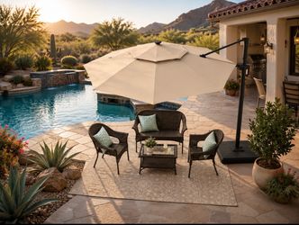 11 ft. Aluminum Cantilever Solar LED Patio Umbrella