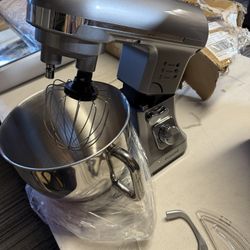 FOHERE Stand Mixer with Double Hook, Multifunctional Dough Maker, 6 Speeds, 5.5 Quart Stainless Steel Bowl. NEW 