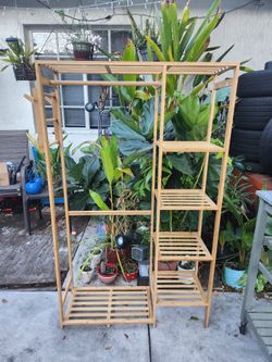 Bamboo Garment Rack with Shelves – Closet Organizer