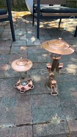 Copper Hummingbird Feeder and Bird Feeder