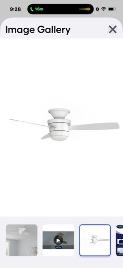 Harbor Breeze Mazzini 44-in White With White /Driftwood Blades LED Flash Mount Ceiling Fan With Light And Remote Control Included 3 Blades 