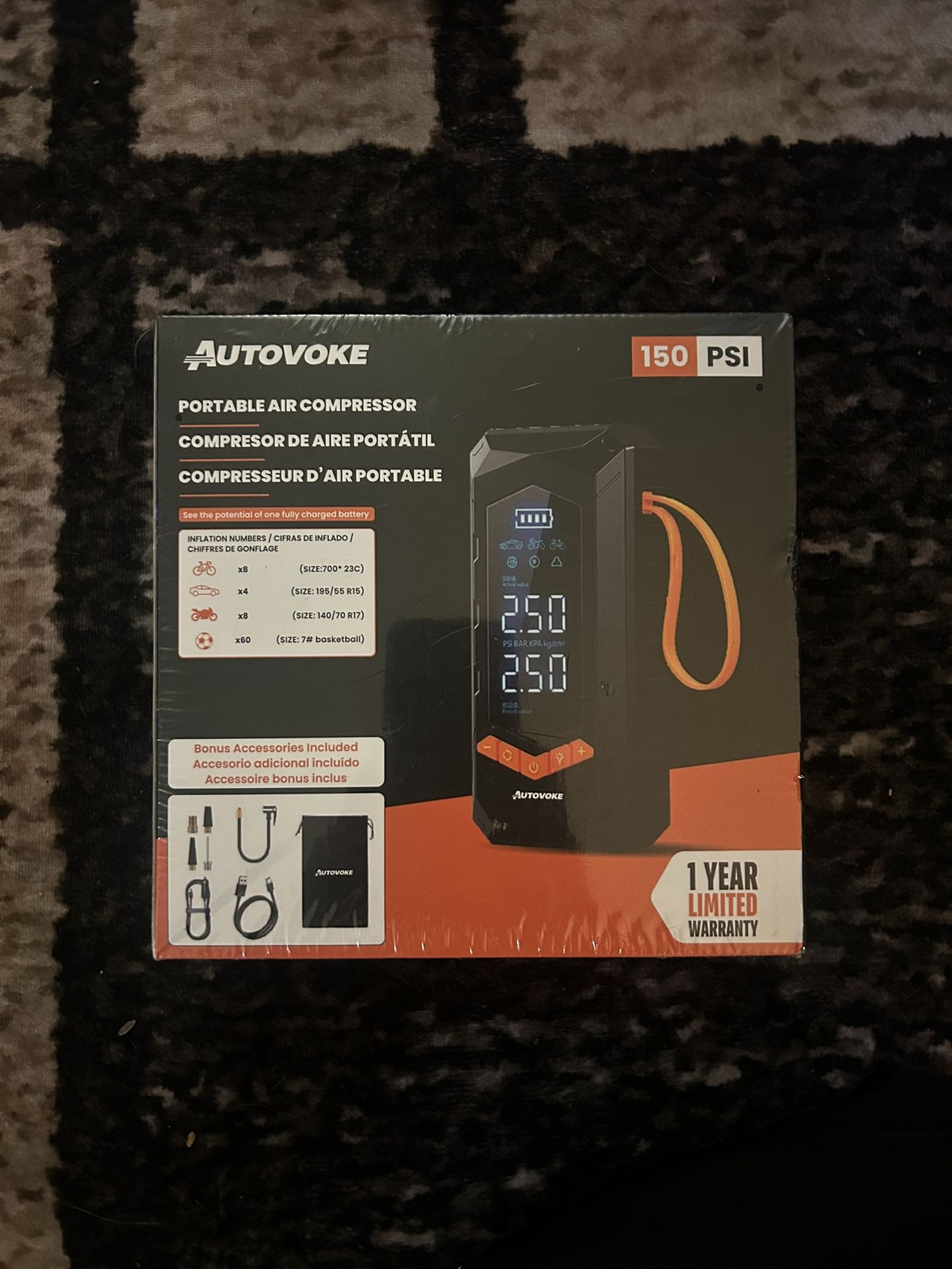 π§ AUTOVOKE Portable Air Compressor β 150 PSI Cordless Tire Inflator π§