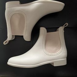 Catherine Malandrino Chelsea Ankle Rubber Rain Boots Off White 40 Little Stain