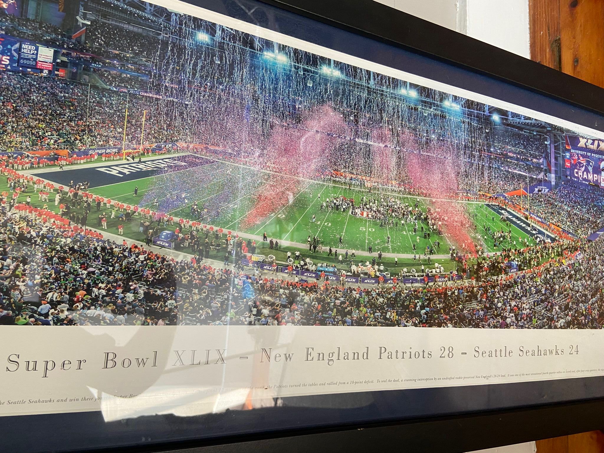 Patriots Super Bowl 49 Victory Panoramic – Framed Collectible