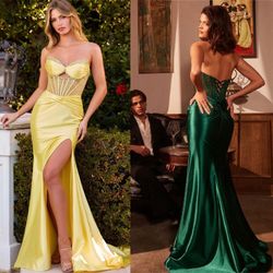 New With Tags Strapless Satin Corset Long Formal Dress & Prom Dress $220