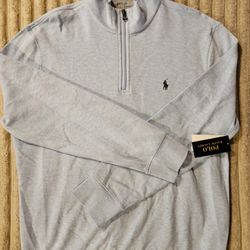 Mens Size M POLO RL Sweater 1/4 Zip Up . 
