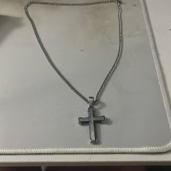 Sterling silver chain w/ stainless steel pendent with diamonds