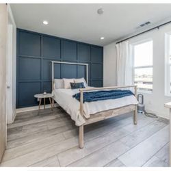 Queen Bed Frame, Mattress and Foam Topper