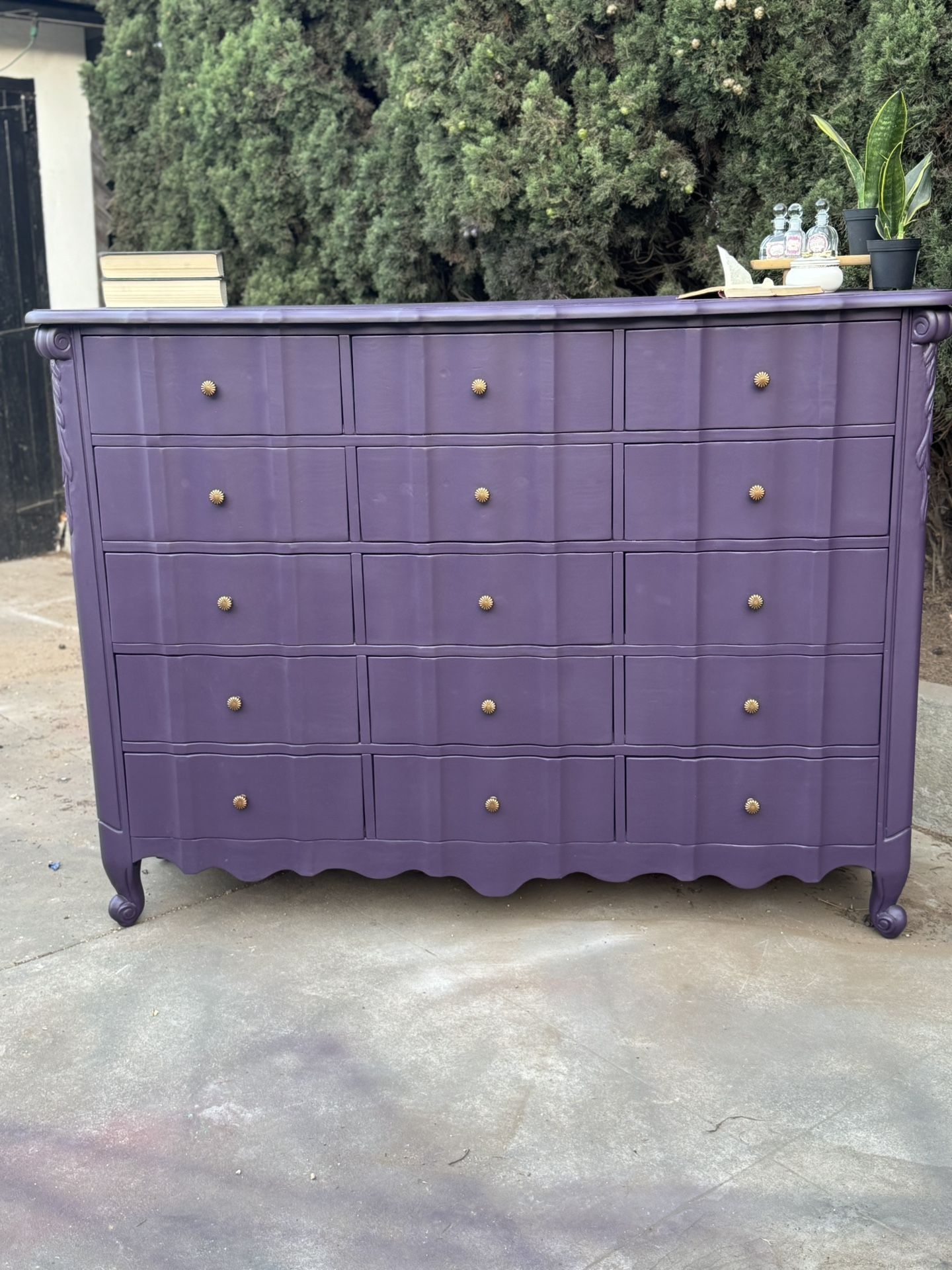 Beautiful Purple French Provincial Dresser- 15 Drawers