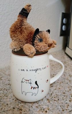 Bristle Brush Cat & I'm A Naughty Cat Mug