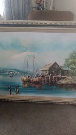 Framed hand painted artwork