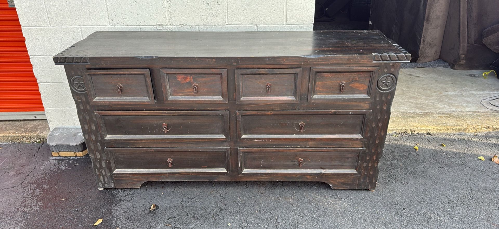 Large Brown Solid Wood Dresser