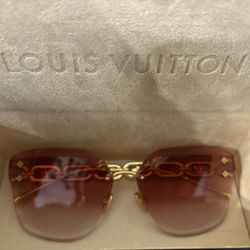 Louis Vuitton Chain Link Sunglasses – Gold & Gradient Pink, Authentic with Case/Bag