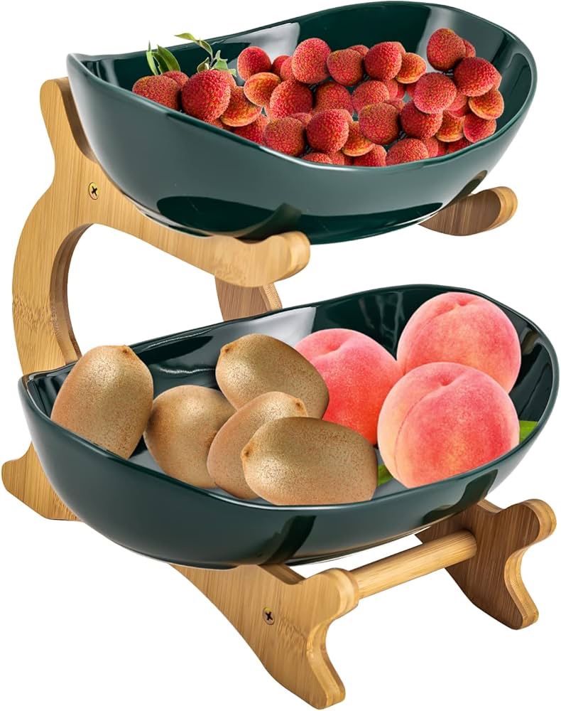 fruteros para cocina, 2 tier fruit basket tiered fruit basket small basket with Heightened Foot for, vegetables, cakes, snacks