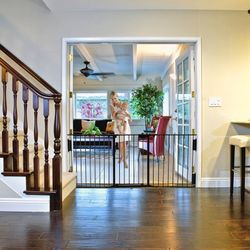120" Wide Baby Gate Metal Safety Fence for Toddlers/Pets/Dogs, 5 Panels(Black-5-Panel) 