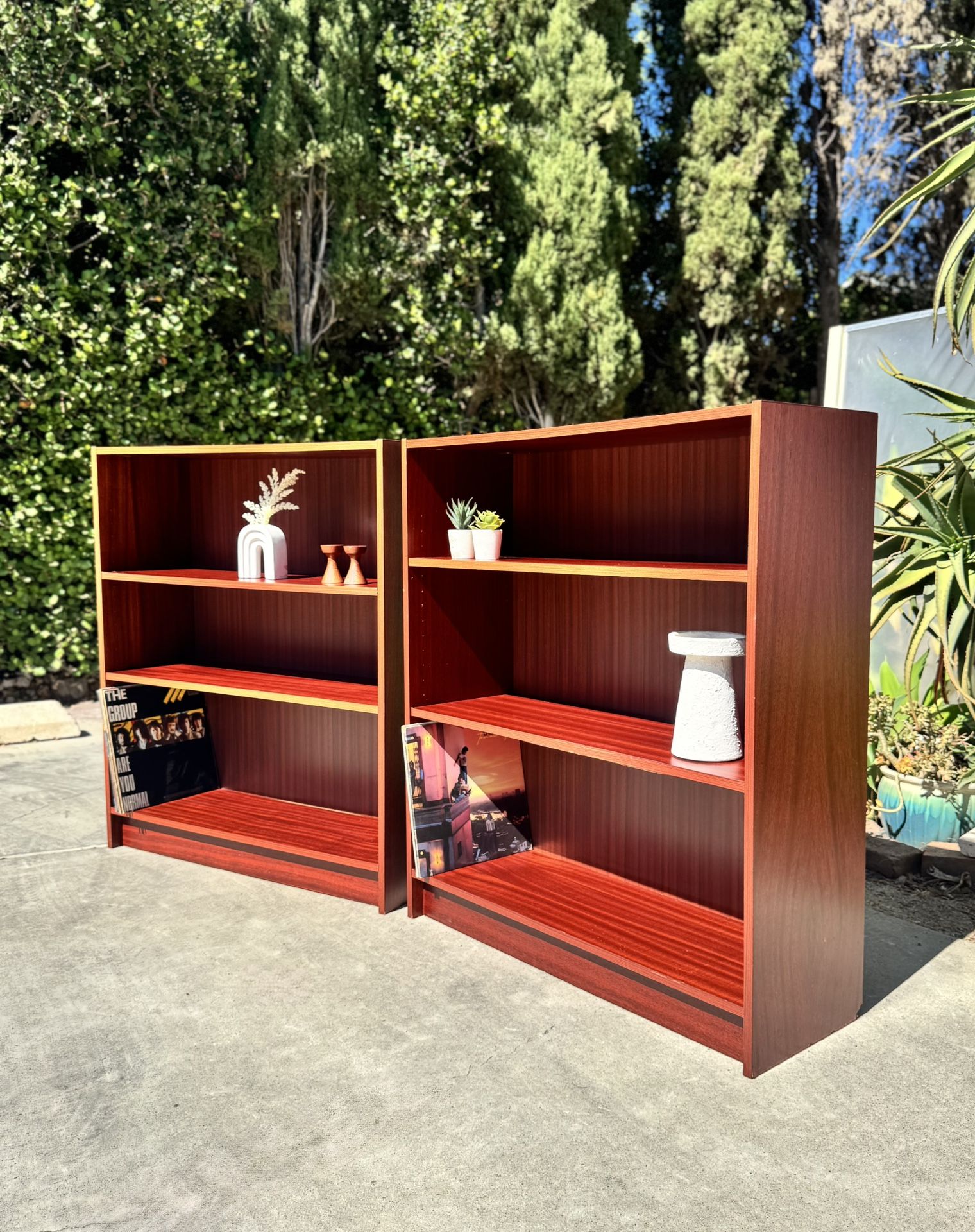 Danish Modern Mid Century Rosewood Veneer Book Shelf Record Cabinet