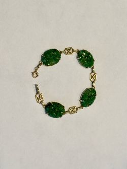 Jade and 10k gold bracelet