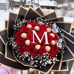 Rose Bouquet With Initial 