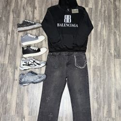 New Chrome Heart Jeans, Balenciaga Hoodie, Maison Yasuhiro, Rick Owen’s, Or Balenciaga Sneakers With Box 