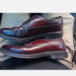 Hanover Burgundy Leather Wingtips Oxford shoes Men's SZ 9.5 Made in the USA Excl