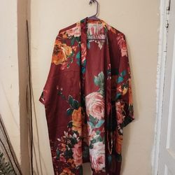 Floral Kimono red Womens Robe Sizes From XL ,XXL OR XXXL Missing The Belt