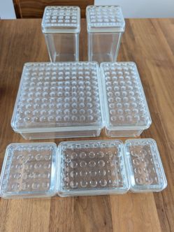 RARE! Complete 7-Piece Set of Vintage 1990s IKEA "Koloni" Glass Storage Containers