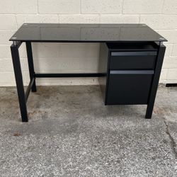 Black Glass Top Computer Desk (46”W x22.5”D x 29H”)