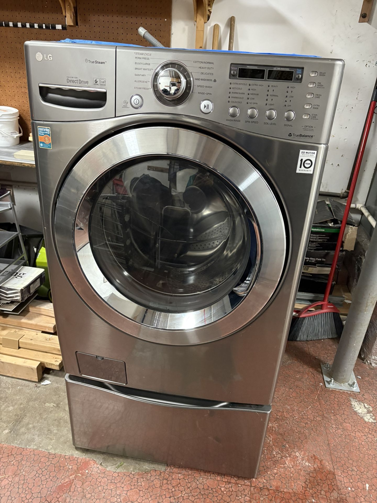 LG Washer with Pedestal and Whirlpool Dryer