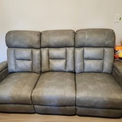 VITTORIA GREY POWER RECLINING SOFA Living Spaces Leather Sofa