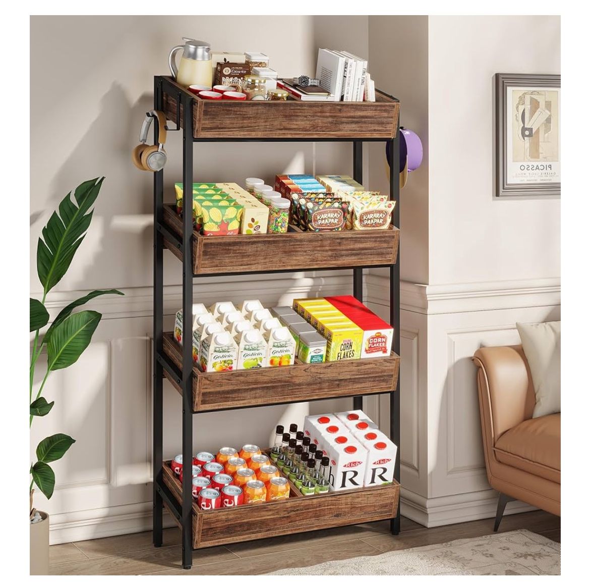 Tribesigns 4-Tier Retail Display Shelf, Tall Snack Rack, Concession Chip Stand with Storage Shelves, Store Display Shelving Organizer with Heavy-Duty 