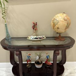 Glass top Wooden Console Table