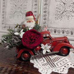 Miss Roya Sparkle – Vintage Red Truck Christmas Floral 🛻🎄