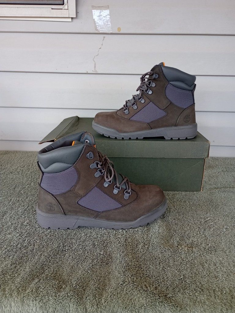 Timberland Gray Nubuck Lace Up Waterproof Ankle Boots Boys -Size 5.5