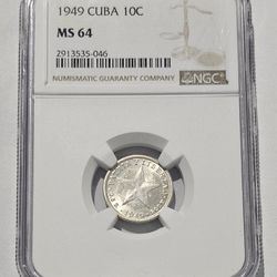 10 Centavos 1949 Silver Cuba