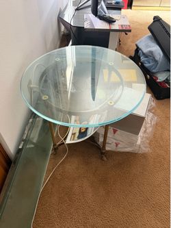 Glass Coffee Table with Brass Finish