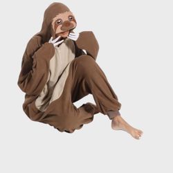 Halloween Adult Unisex Sloth Onesie Pajamas Costume Cosplay Sleepwear Size L  