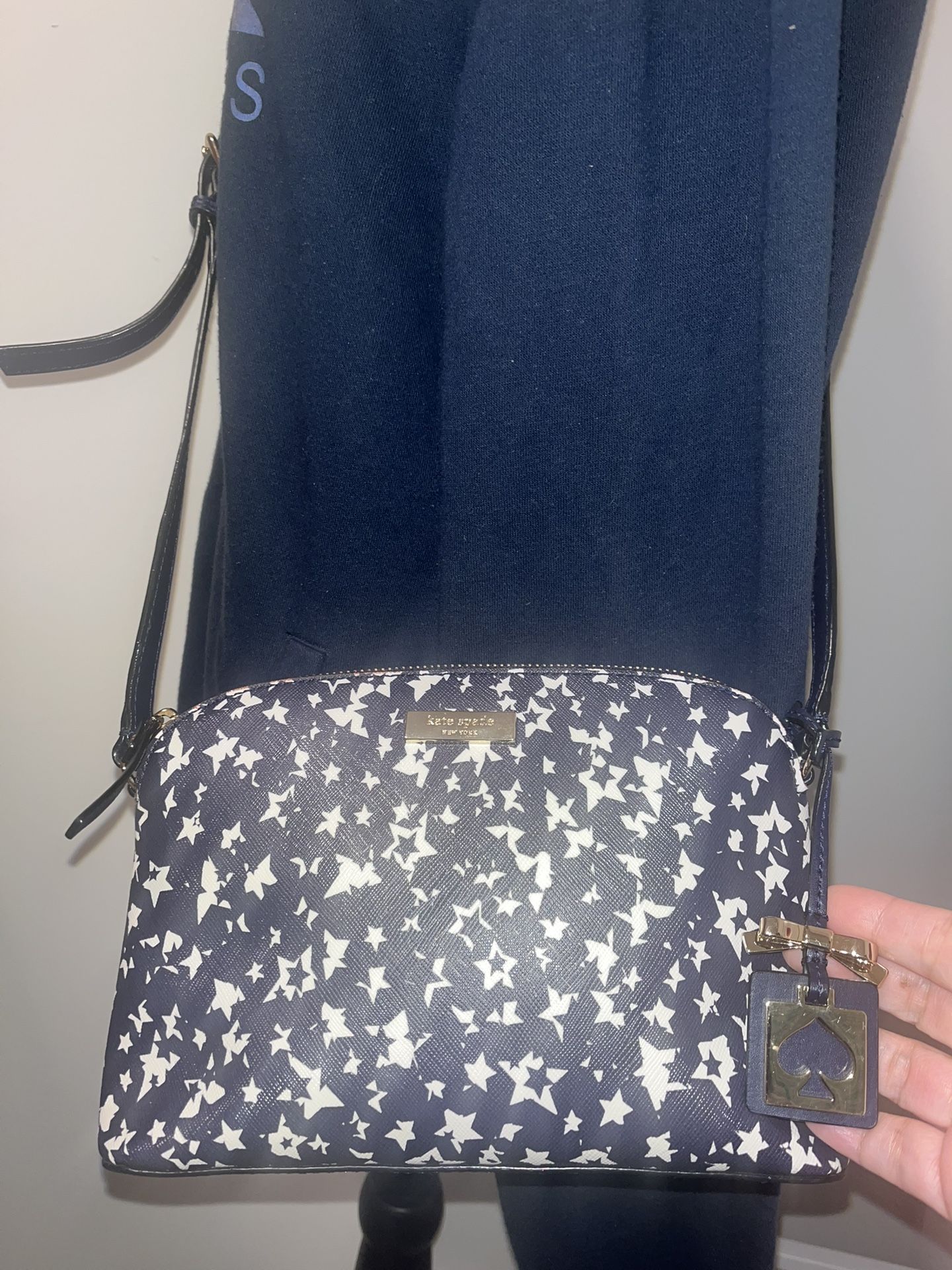 Kate Spade Brightwater Stargazer Satchel Crossbody Navy White