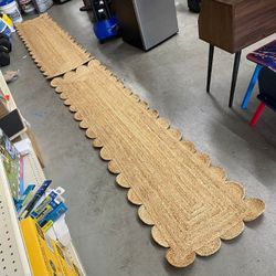 2 Pack, 2’x8’ Weaving Village Scalloped Natural Jute Area Rug
