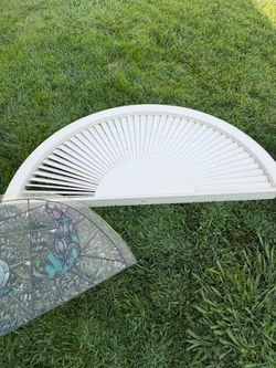 White Semicircle Sunburst Arch Window Shutter