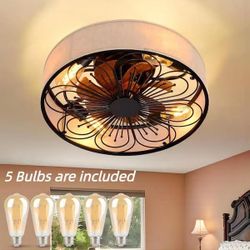 19.6'' Farmhouse Reversible Ceiling Fan with Light Kit and Remote Control 6 Speeds Timer for Bedroom